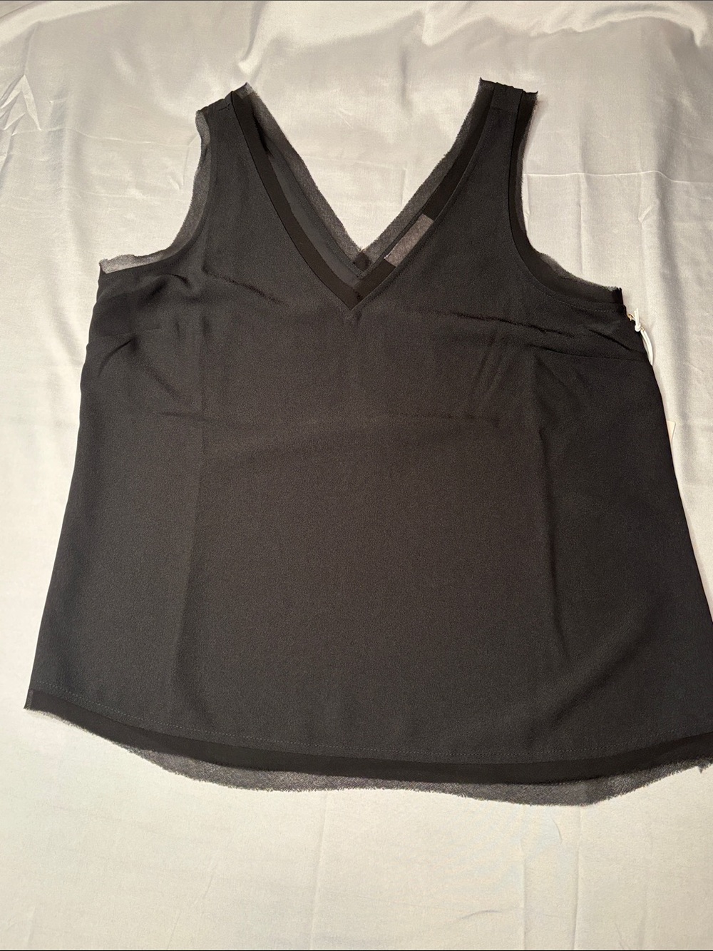 Chelsea28 Black V-Neck Mesh Trim Sleeveless Camisole